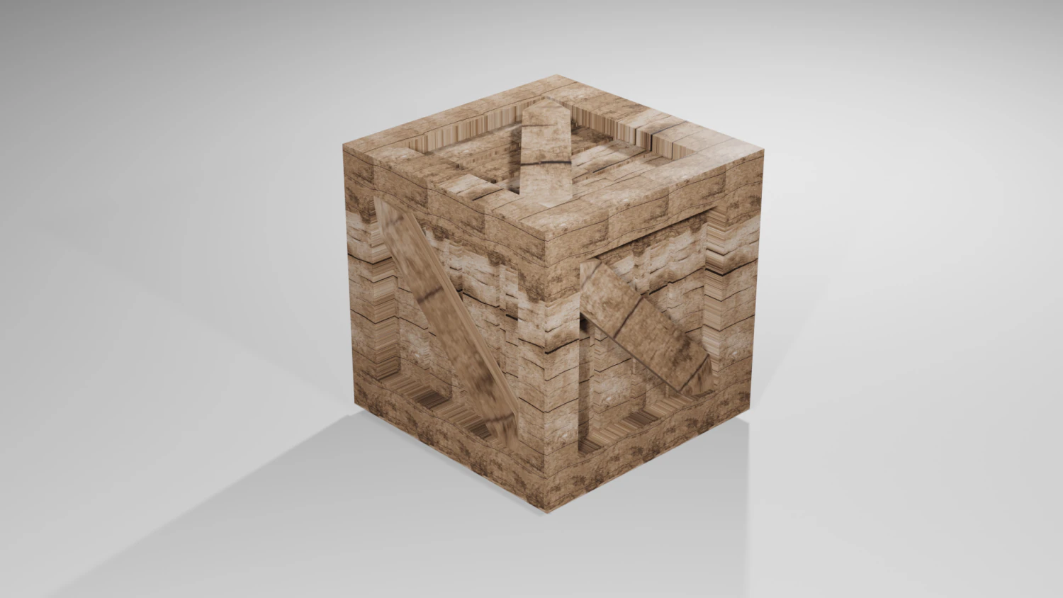 BOX wooden with texture for games or cartoon or animation 3D Model .c4d .max .obj .3ds .fbx .stl .blend 