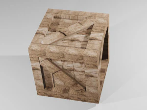 BOX wooden with texture for games or cartoon or animation 3D Model