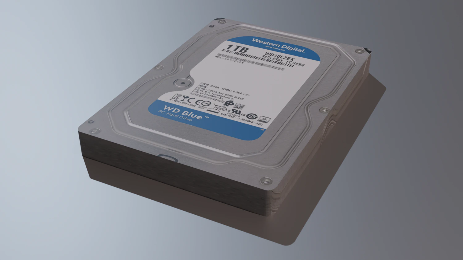 WD blue 1TB 3D Model .c4d .max .obj .3ds .fbx .stl .blend 