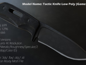 Tactic Knife Low Poly Game Ready VR - AR Model 3D