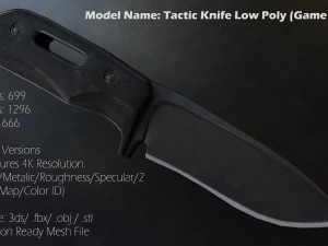 Tactic Knife Low Poly Game Ready VR - AR 3D Model