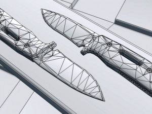 Tactic Knife Low Poly Game Ready VR - AR Model 3D