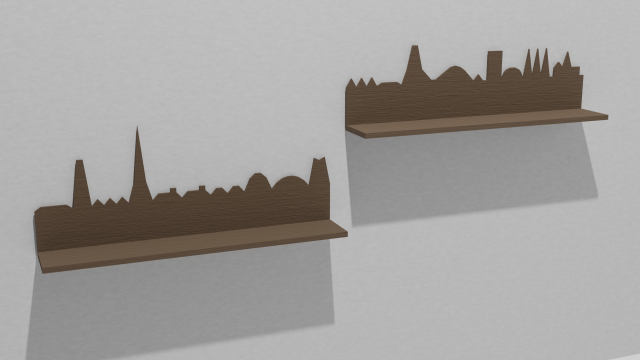 Shelves with european city silhouette Modelo 3D .c4d .max .obj .3ds .fbx .stl .blend 