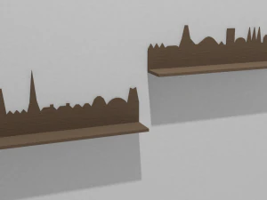 Mensole con silhouette di citt&agrave; europea Modello 3D