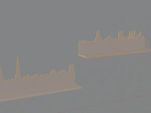 Shelves with european city silhouette 3D Model