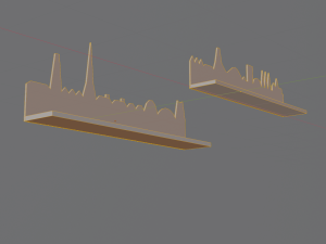 Shelves with european city silhouette Modelo 3D