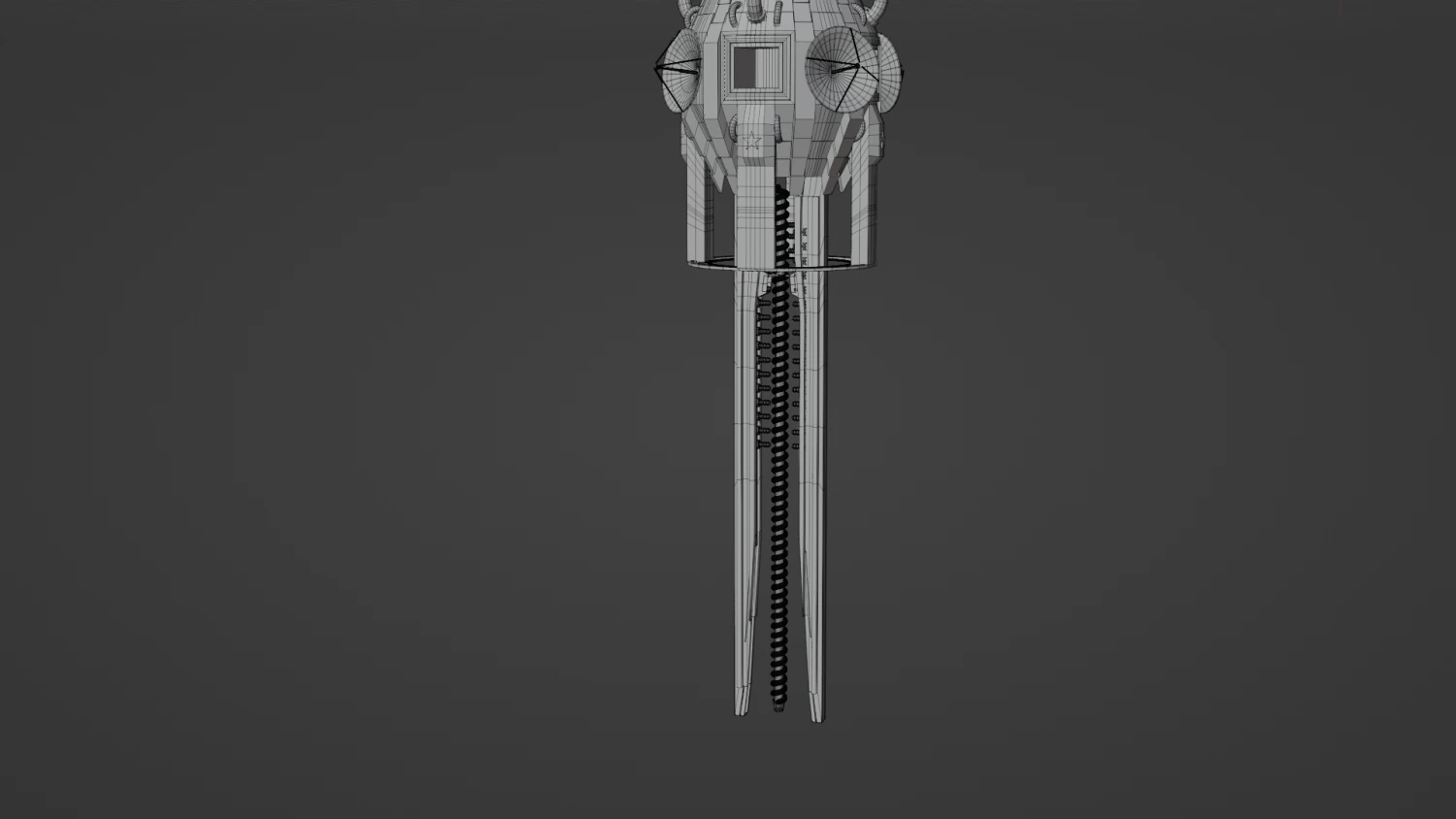 Space station with railgun 3D Model .c4d .max .obj .3ds .fbx .stl .blend 