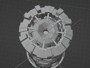 Space station with railgun 3D Model