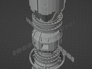 Space station with railgun 3D Model
