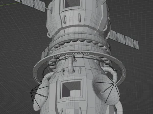 Space station with railgun 3D Model