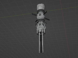 Space station with railgun 3D Model