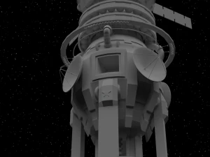 Space station with railgun 3D Model