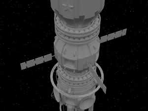Space station with railgun 3D Model