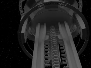 Space station with railgun 3D Model