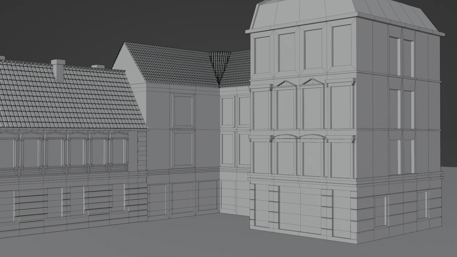 German city block 3D Model .c4d .max .obj .3ds .fbx .stl .blend 