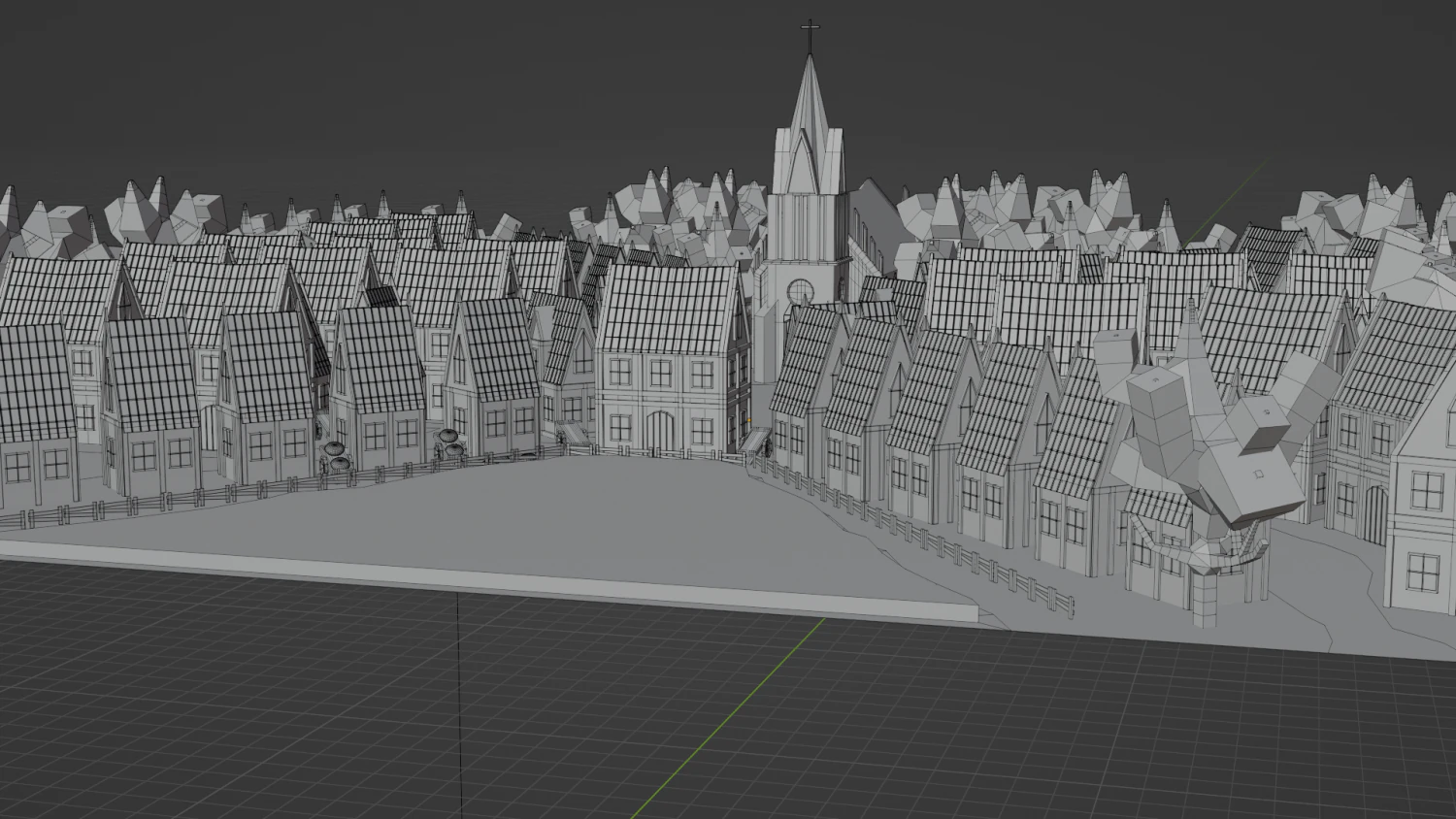 Medieval village 3D Model .c4d .max .obj .3ds .fbx .stl .blend 