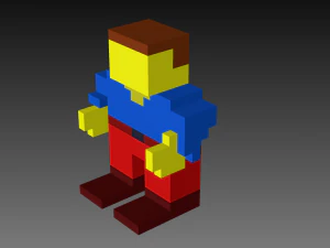 복셀 블루 맨 3D 모델