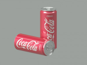 Shiny Aluminum can 033 liters of Coca Cola Classic 3D Model