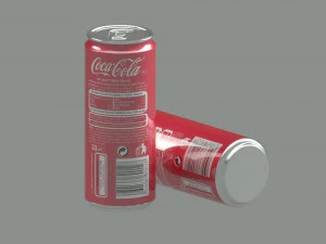 Shiny Aluminum can 033 liters of Coca Cola Classic 3D Model