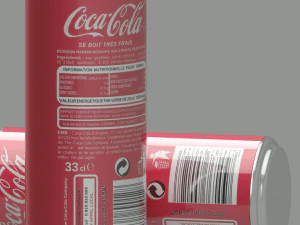 Shiny Aluminum can 033 liters of Coca Cola Classic 3D Model