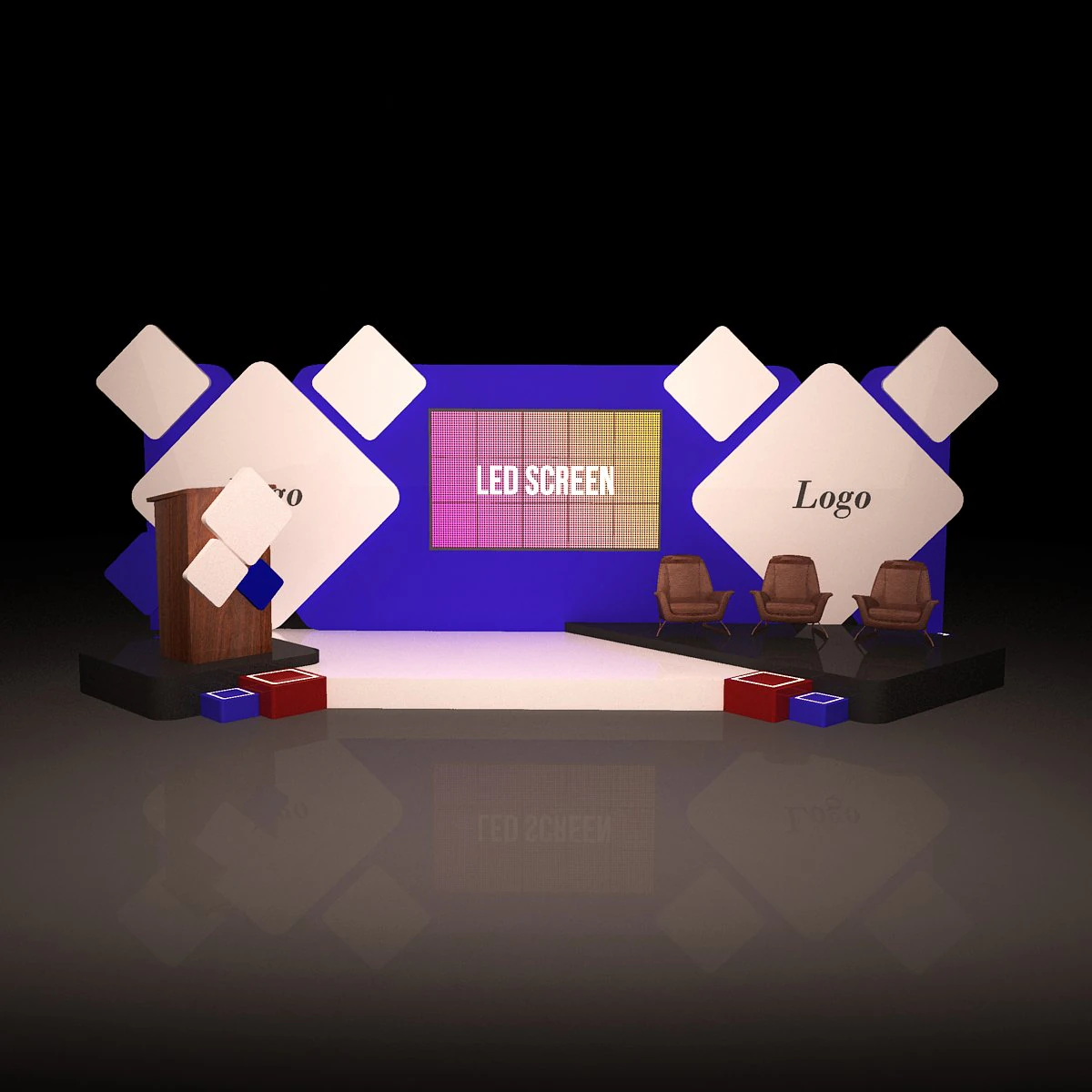 Event Stage 3D Model .c4d .max .obj .3ds .fbx .stl .blend