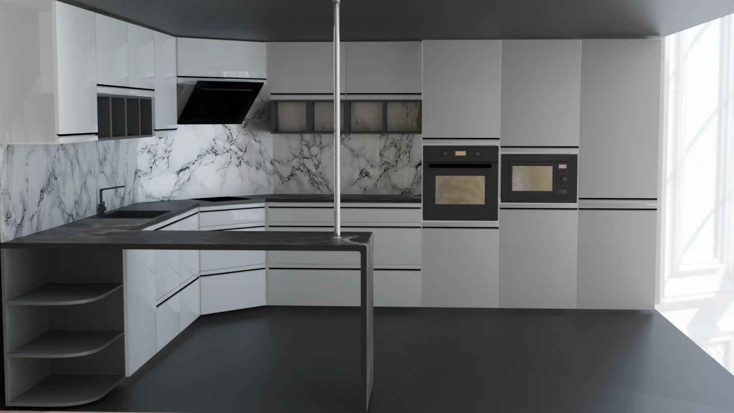 Hi-tech Kitchen Will be updated 3D Model .c4d .max .obj .3ds .fbx .stl .blend 
