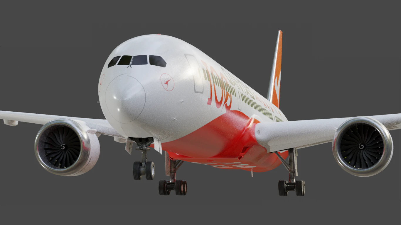 Quantas Boeing 787-9 Animated and Rigged 3D Model .c4d .max .obj .3ds .fbx .stl .blend 