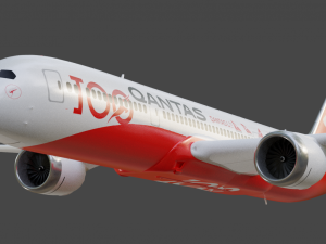 Quantas Boeing 787-9 Animated and Rigged 3D Model