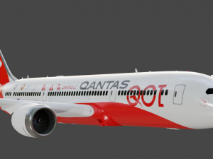 Quantas Boeing 787-9 Animated and Rigged 3D Model