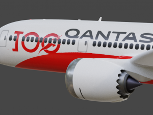 Quantas Boeing 787-9 Animated and Rigged 3D Model