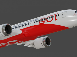 Quantas Boeing 787-9 Animated and Rigged 3D Model