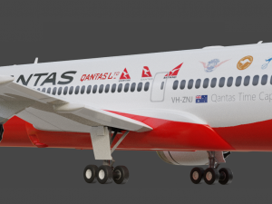 Quantas Boeing 787-9 Animated and Rigged 3D Model