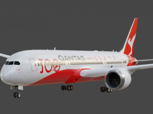 Quantas Boeing 787-9 Animated and Rigged 3D Model