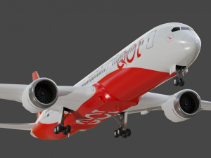 Quantas Boeing 787-9 Animated and Rigged 3D Model