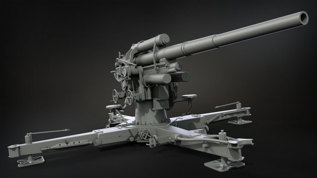 Anti-Aircraft cannon 88mm 3D Модель .c4d .max .obj .3ds .fbx .stl .blend 