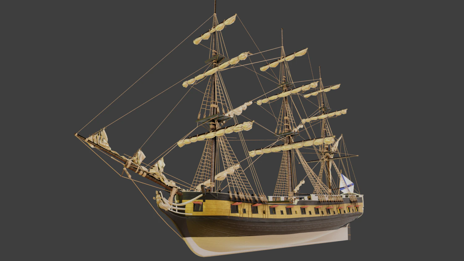 Aleksander class frigate Ship 3D Model .c4d .max .obj .3ds .fbx .stl .blend
