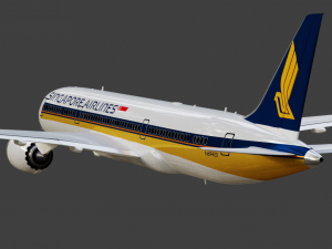 Boeing 787-9 Singapore Airlines - Animated and Rigged 3D Model