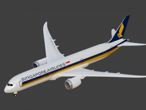 Boeing 787-9 Singapore Airlines - Animated and Rigged 3D Model