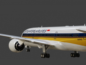 Boeing 787-9 Singapore Airlines - Animated and Rigged 3D Model