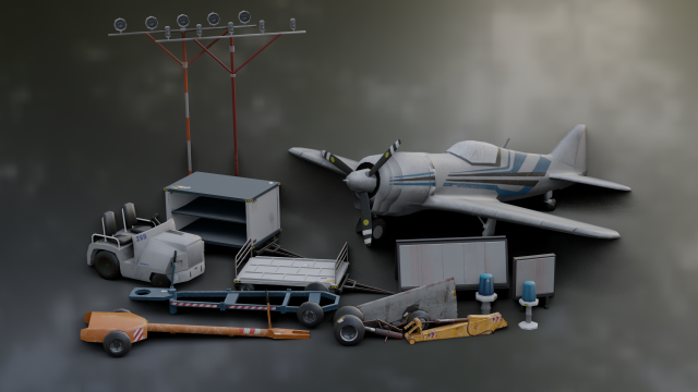 Airfield Set Pack 3D Model .c4d .max .obj .3ds .fbx .stl .blend 