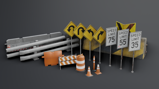 Highway Set Pack 3D मॉडल .c4d .max .obj .3ds .fbx .stl .blend 