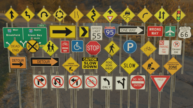 Road Signs Pack 3D 模型 .c4d .max .obj .3ds .fbx .stl .blend 