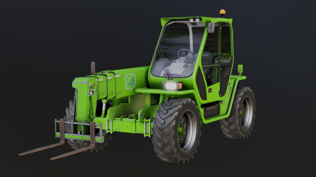 Green tractor 3D Model .c4d .max .obj .3ds .fbx .stl .blend 