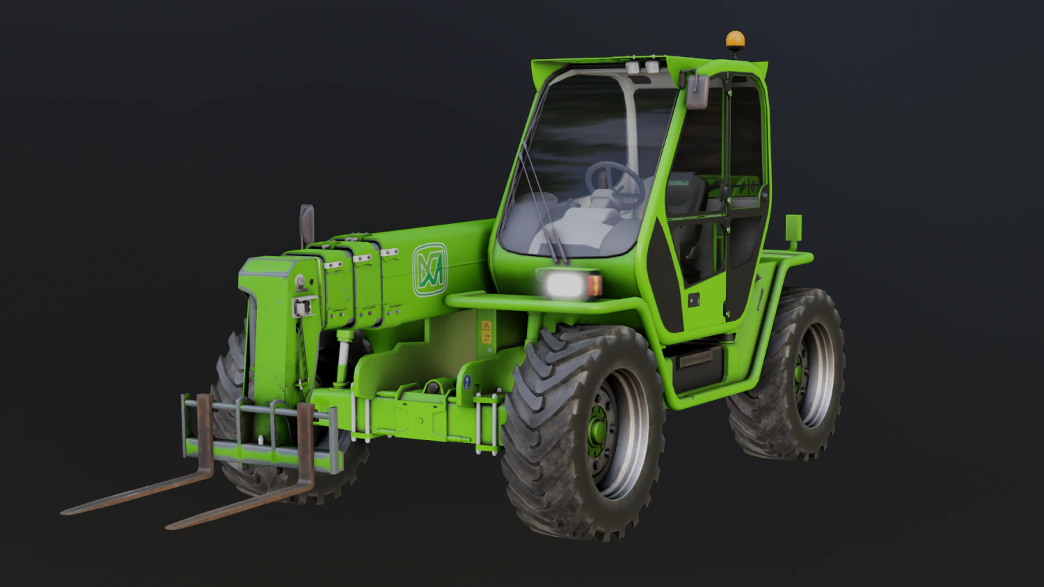 Green tractor 3D Model .c4d .max .obj .3ds .fbx .stl .blend 