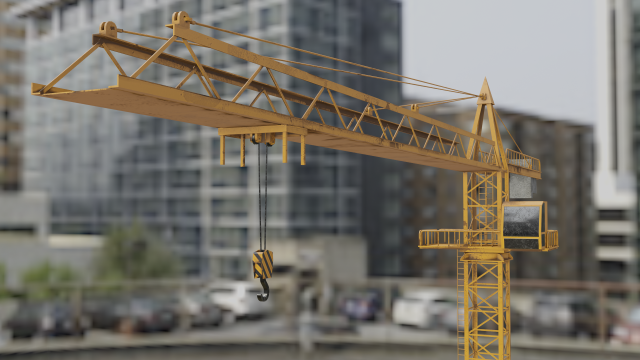 Tower Crane game ready 3D Model .c4d .max .obj .3ds .fbx .stl .blend 
