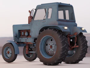 Tractor Game Ready 3D Model