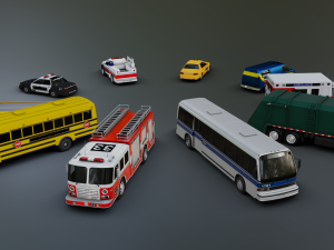 Civil Service Vehicle Pack 3D Model