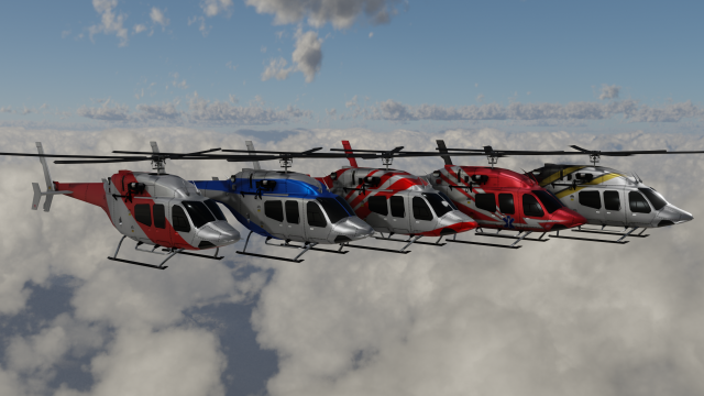 Bell 206 Jet Ranger 5 in 1 3D Модель .c4d .max .obj .3ds .fbx .stl .blend 