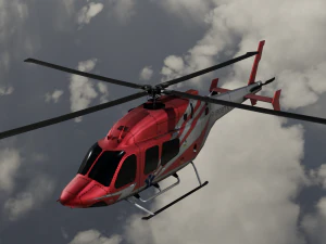 ANIMATED Bell 206 Jet Ranger -Red 1808TX 3D Model