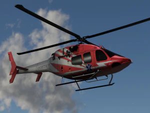 ANIMATED Bell 206 Jet Ranger -Red 1808TX 3D Model